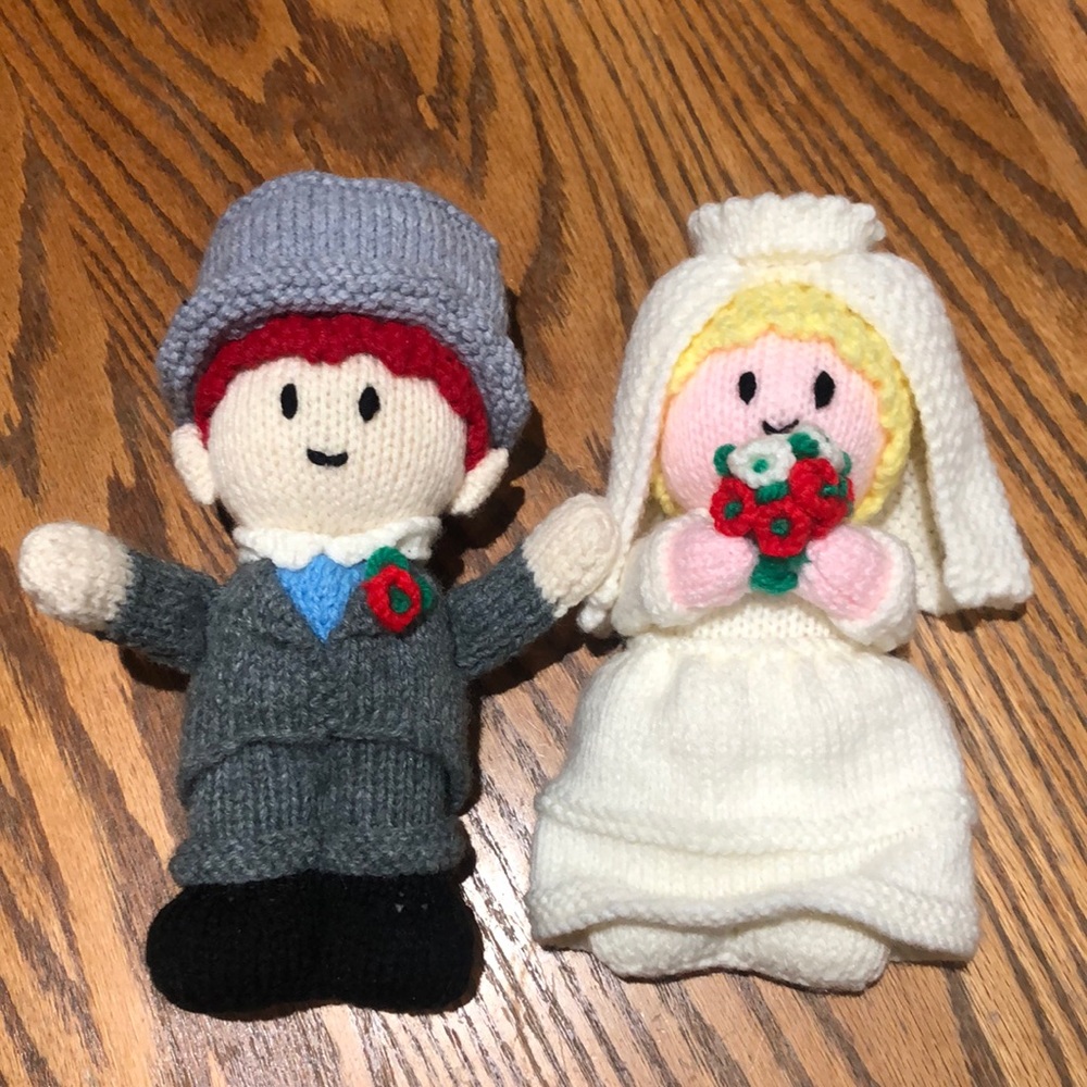 🐇 - bunny sale Unique cake topper - Wedding boy and girl hand knitted